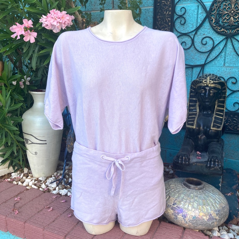 M.M. La Fleur Lavender Cashmere Short Sleeve Two-Piece Pajama Set